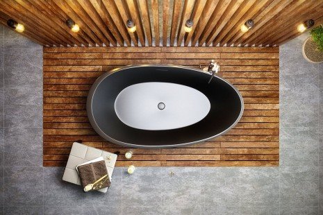 Aquatica Spoon 2 Egg Shaped Graphite Black Solid Surface Bathtub 05